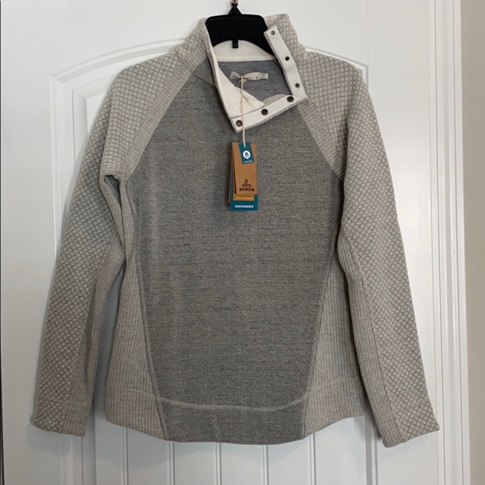 Prana side button grey pullover Size S